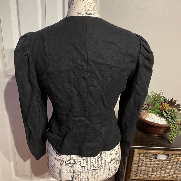 Vintage Wool Norgail LTD NY Embroider Asymmetric Wrap Button Puffy Poplin Sleeve - Picture 5 of 6